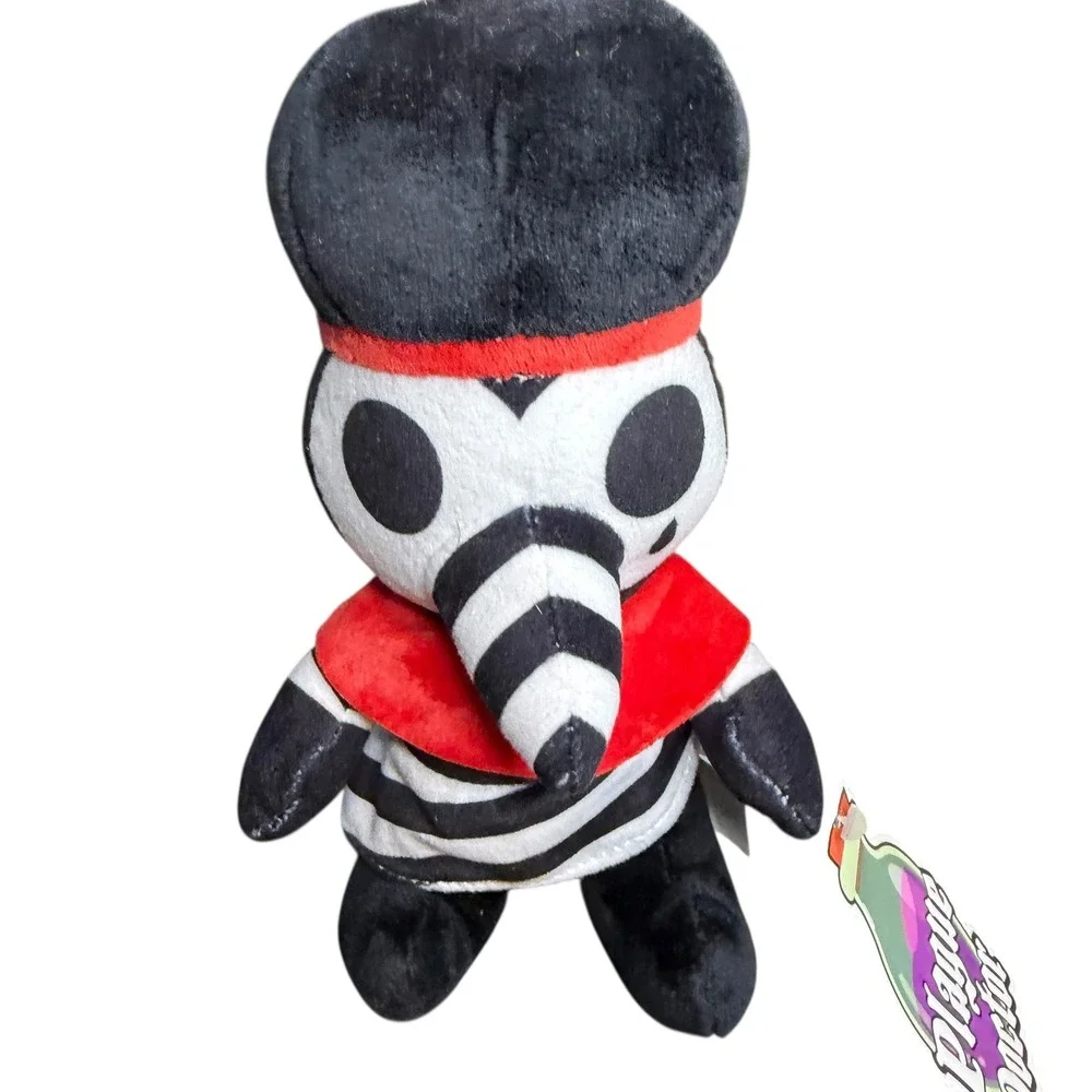 Squishable Plague Doctor Plush Black White Striped Red Collar Small NWT 00224